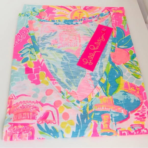 Lilly Pulitzer Etta V-Neck Top- Sunshine State Of Mind-NWT - Picture 8 of 9